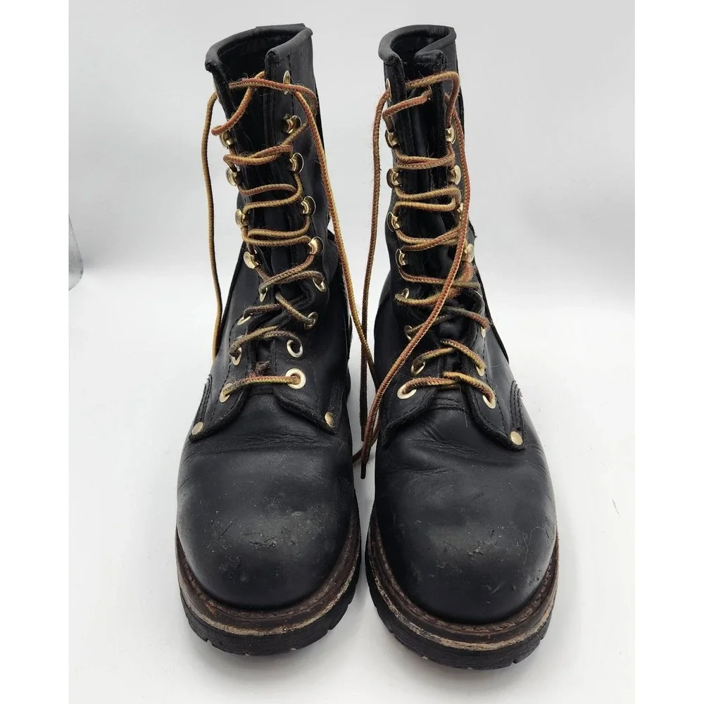 Georgia‎ Boot Mens US 6 Black Leather Steel Toe Logger Work Boots
